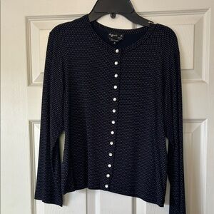 Vintage Agnes B. Navy Button Down Shirt with White Dots